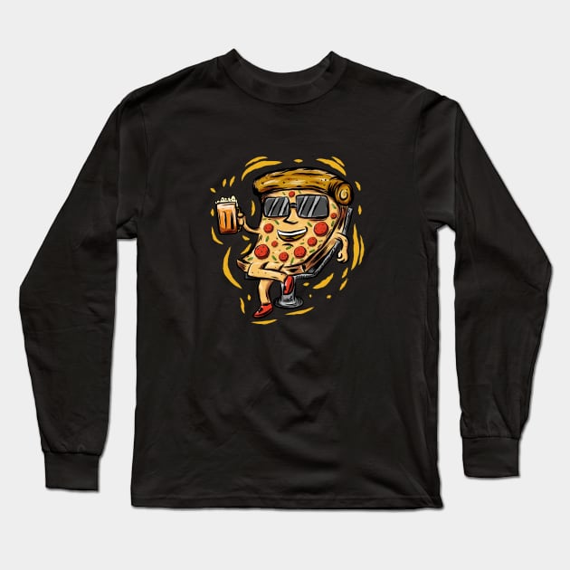 Enjoy pizza with beer Long Sleeve T-Shirt by Headskull